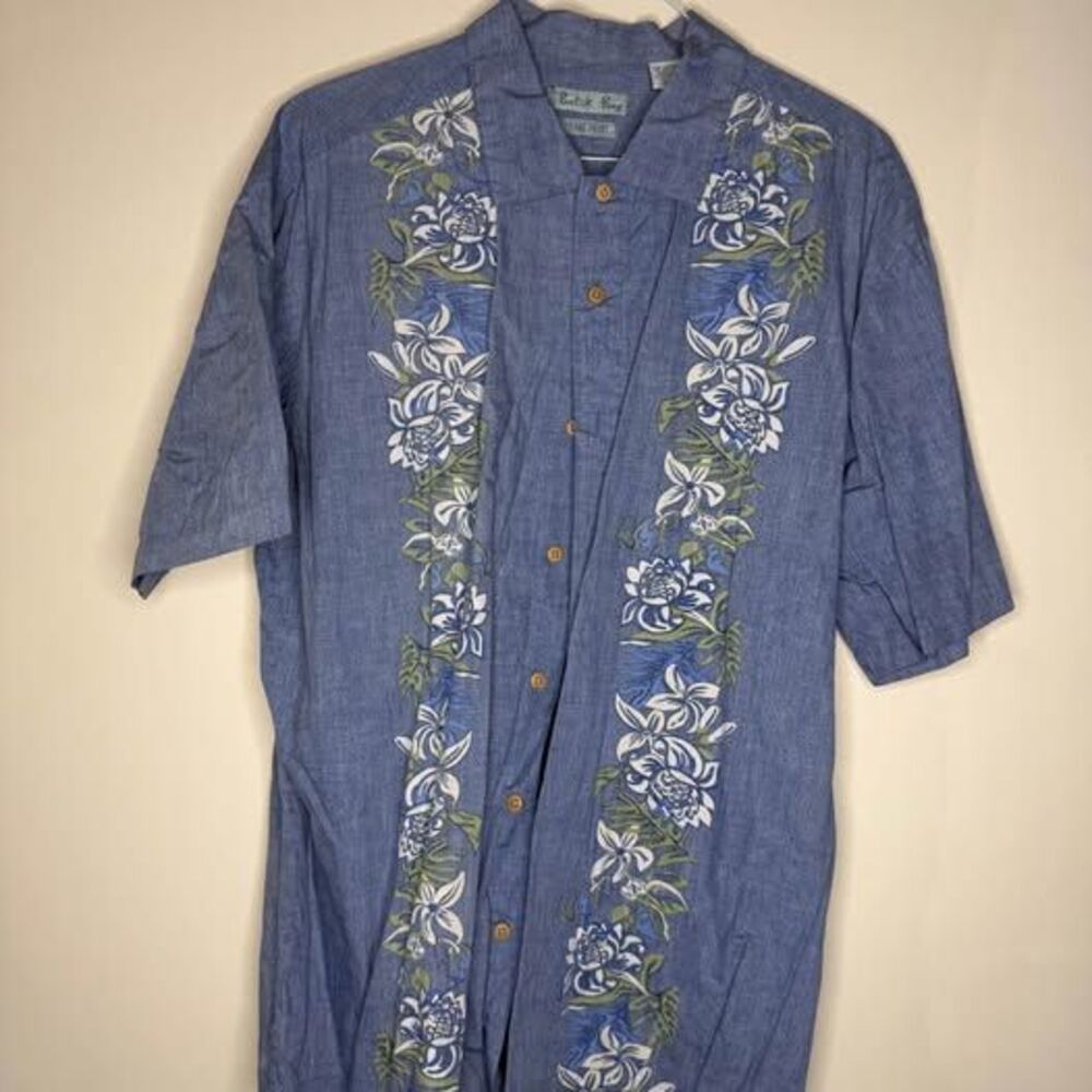 Batik Bay Blue Floral Button Up Shirt XXL